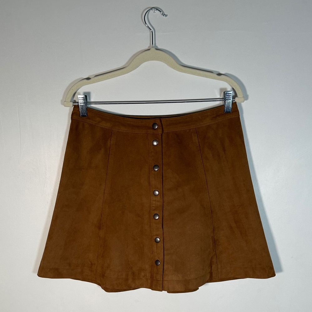 Abercrombie & Fitch Mini Skirt Button-Front Brown Suede Size 8